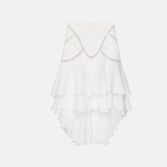 Paneled linen-blend skirt