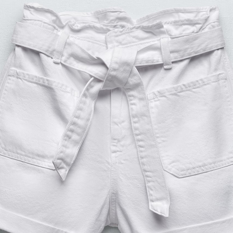 Belted Paper Bag Loose Lounge Shorts