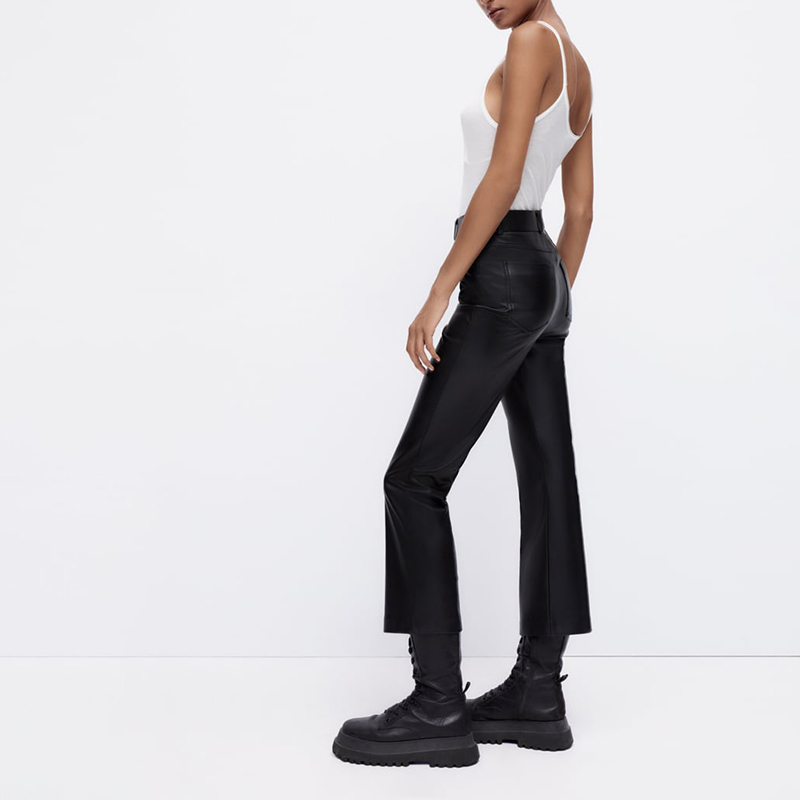 small flared faux leather leggings