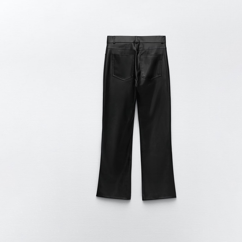 small flared faux leather leggings