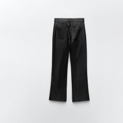 small flared faux leather leggings