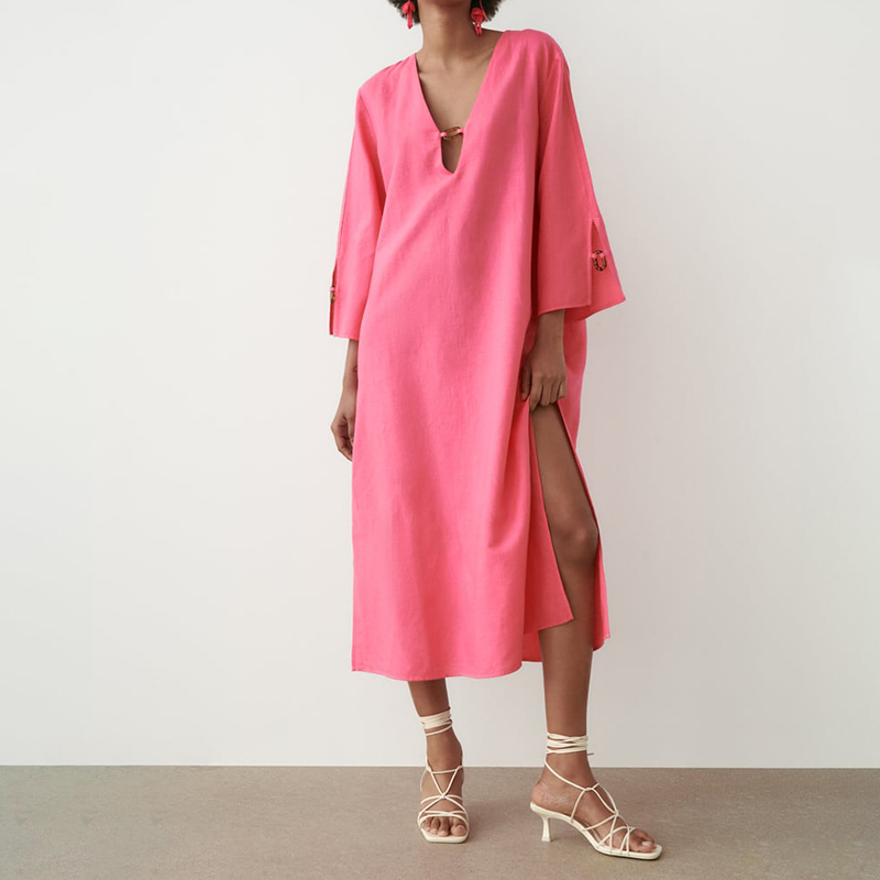 linen kaftan dress
