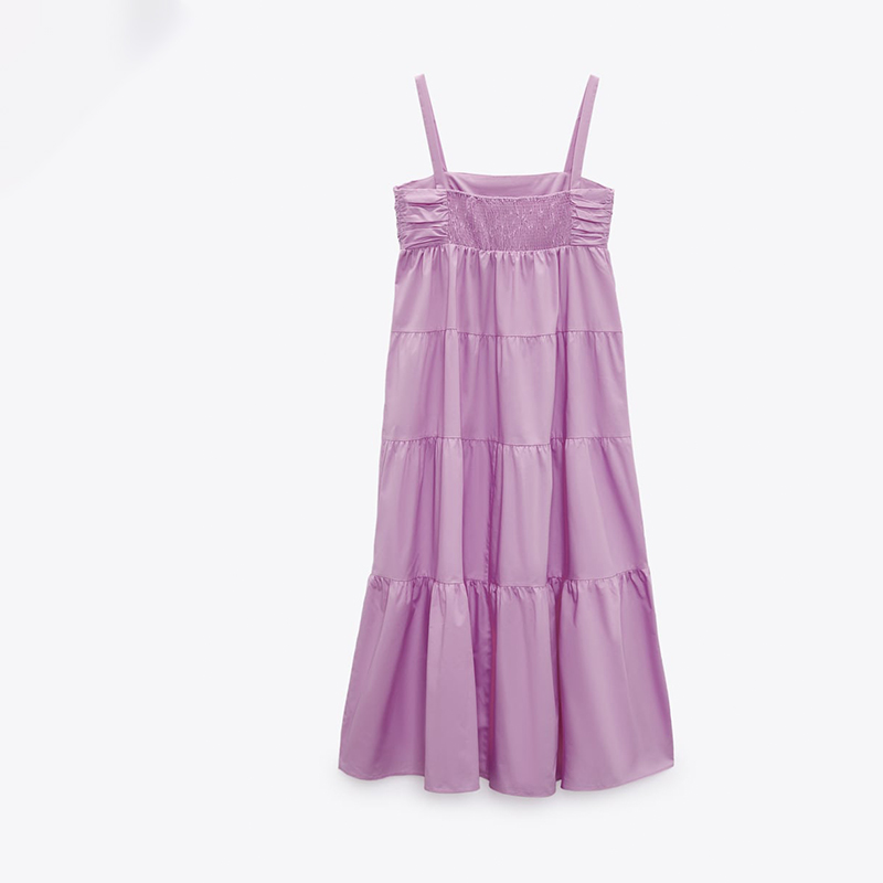 tiered paneled poplin dress