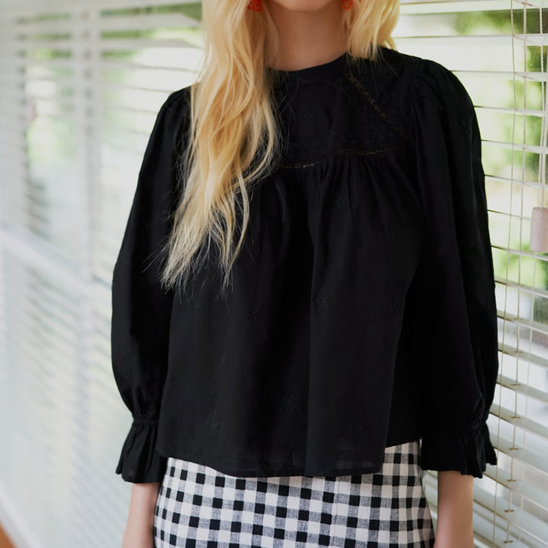 Slit Design Small Check Skirt