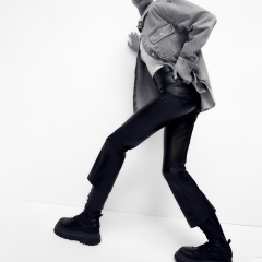 small flared faux leather leggings