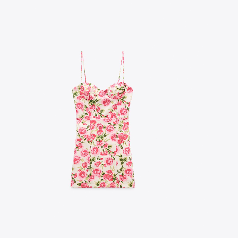 floral-print bustier dress