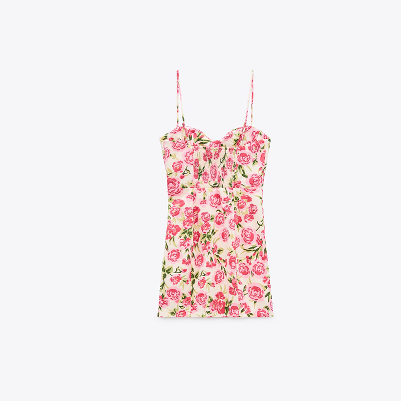 floral-print bustier dress