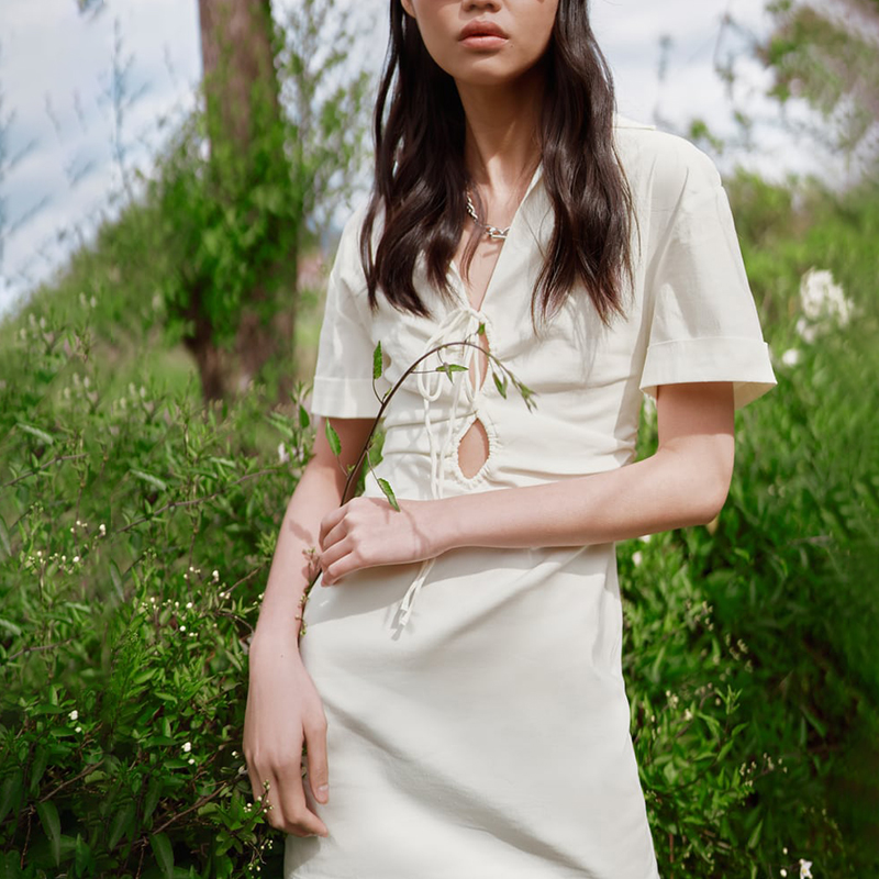 STRETCHY LINEN BLEND DRESS