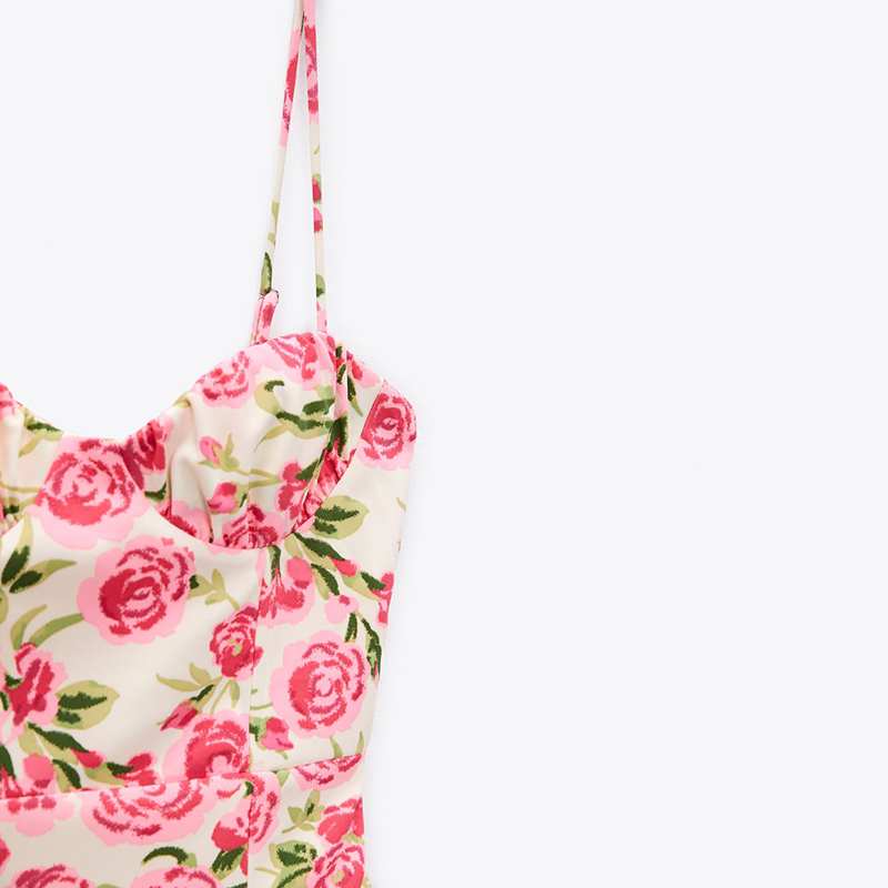 floral-print bustier dress