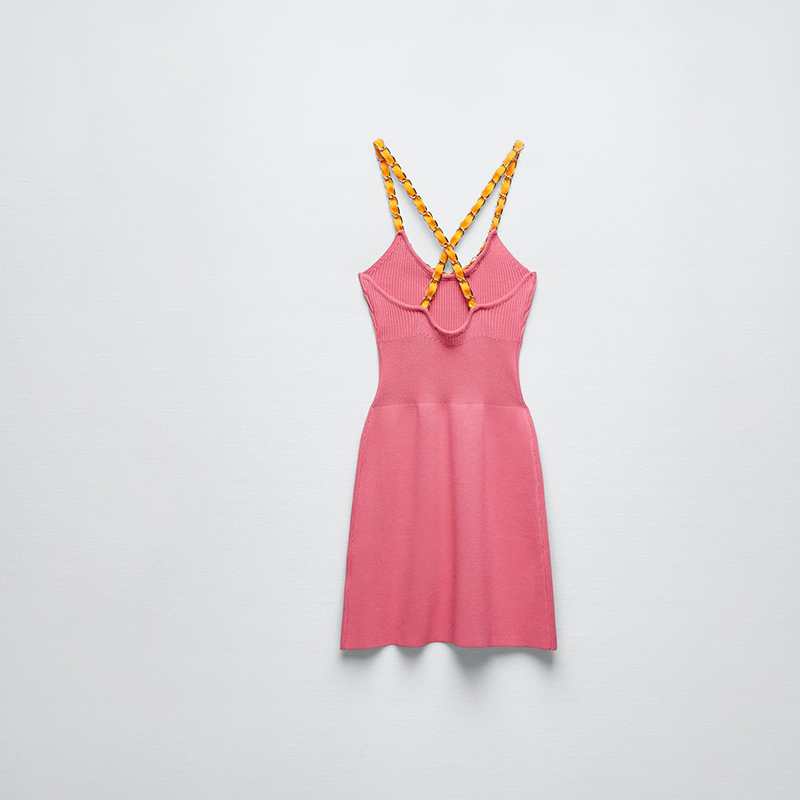 chain-strap knitted dress