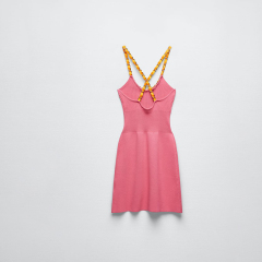 chain-strap knitted dress