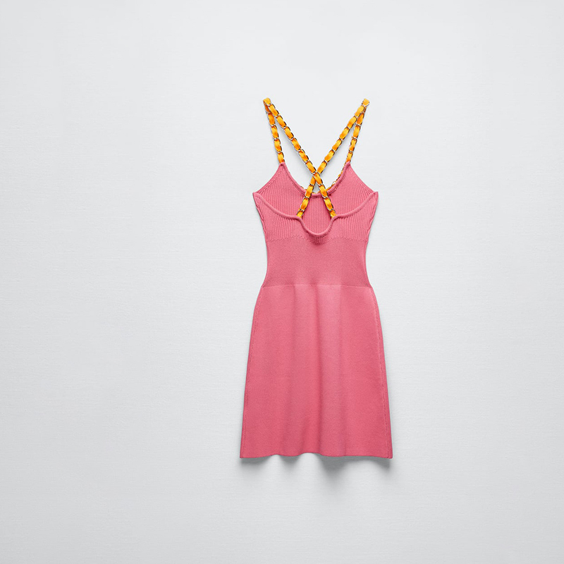 chain-strap knitted dress