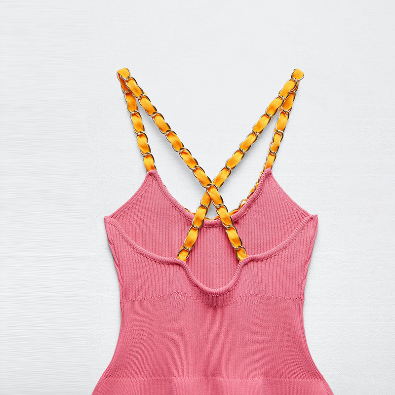 chain-strap knitted dress