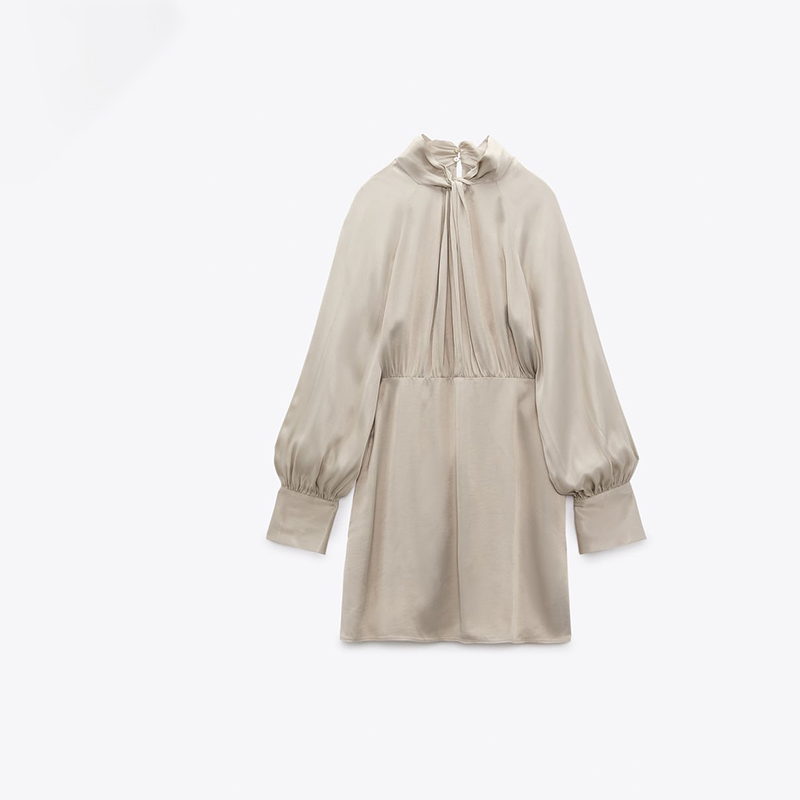 Knotted silk-satin dress