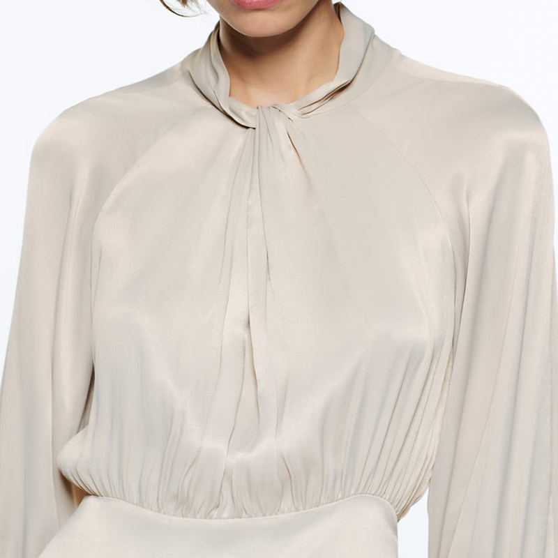 Knotted silk-satin dress