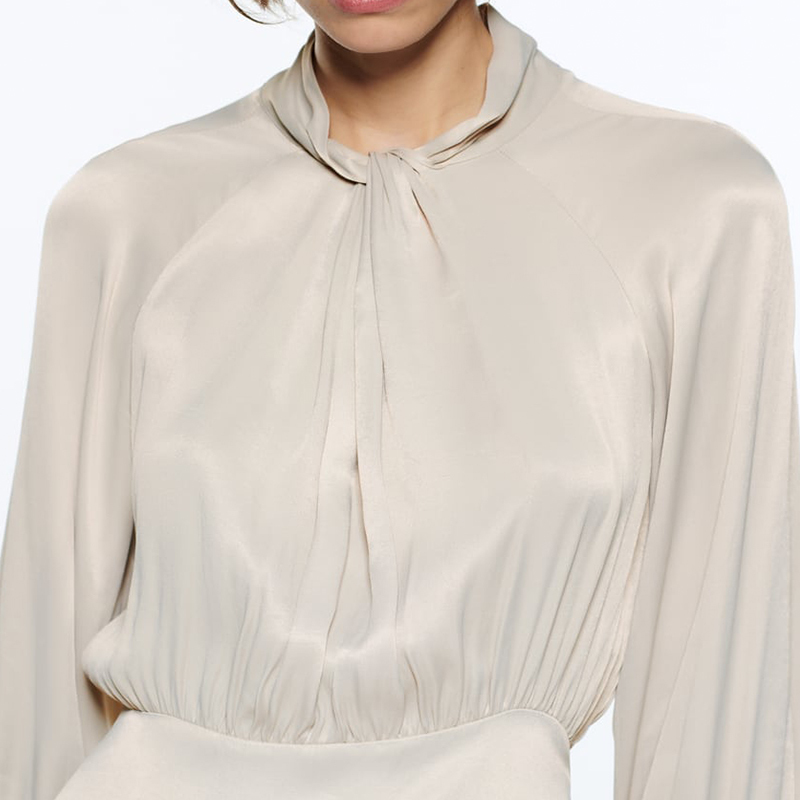 Knotted silk-satin dress