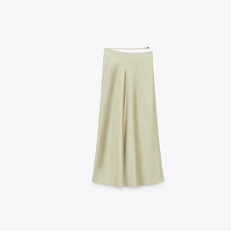 silk satin midi skirt