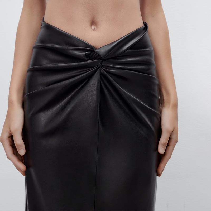 Faux Leather Midi Skirt
