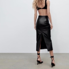 Faux Leather Midi Skirt