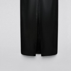 Faux Leather Midi Skirt