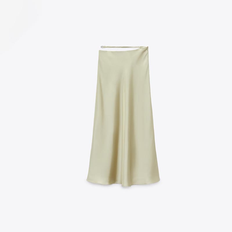 silk satin midi skirt