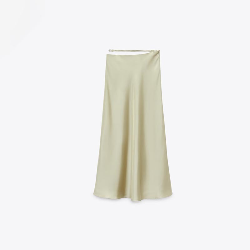silk satin midi skirt