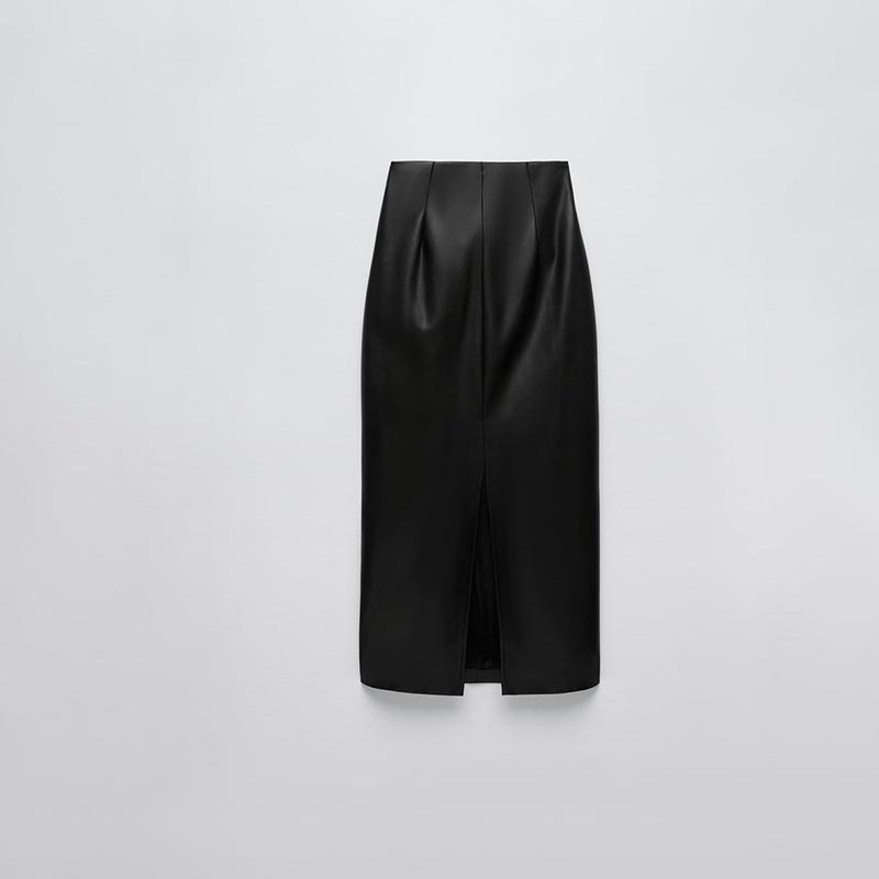 Faux Leather Midi Skirt