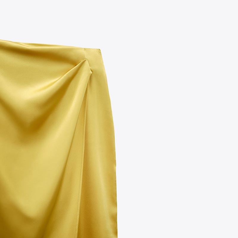 Pleated silk-satin skirt