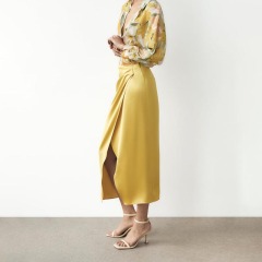 Pleated silk-satin skirt