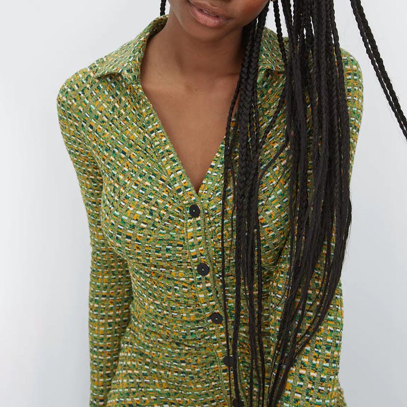 Space-dyed gathered POLO shirt dress