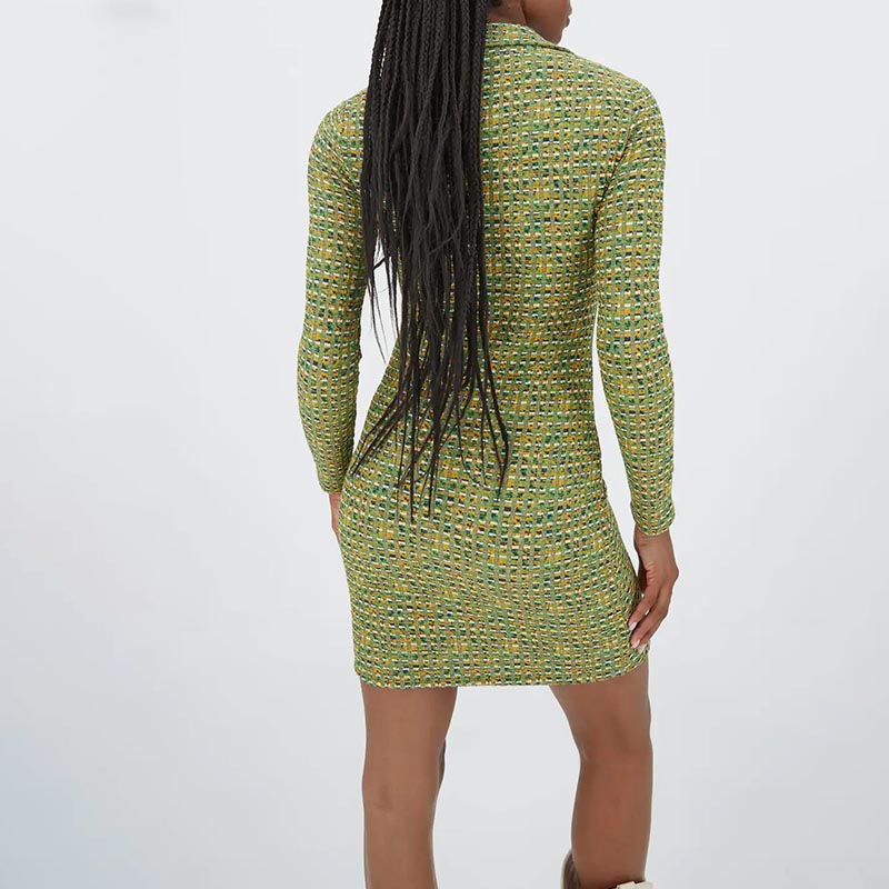 Space-dyed gathered POLO shirt dress