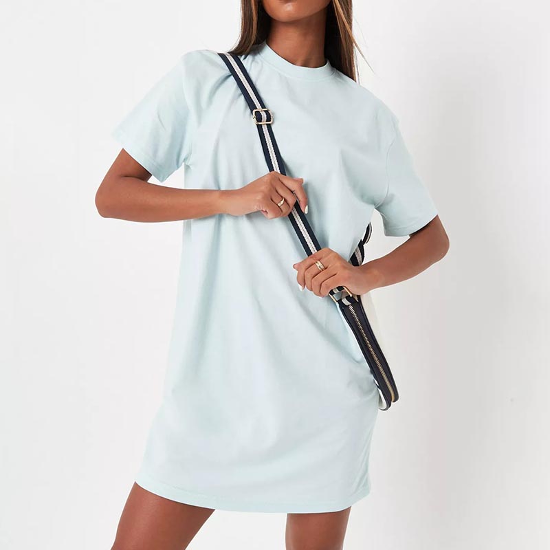 blue basic t shirt dress