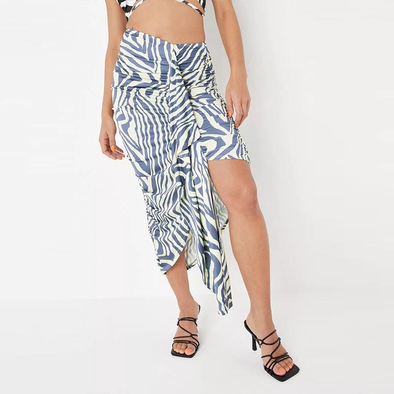 lime zebra print ruched draped panel slinky midaxi skirt