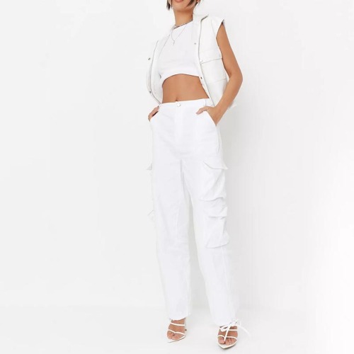 sand strappy drawcord hem pocket cargo trousers