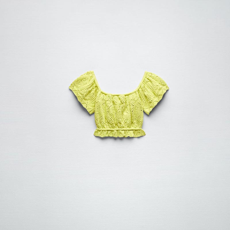 Jacquard mesh knitted top