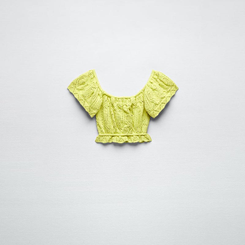 Jacquard mesh knitted top