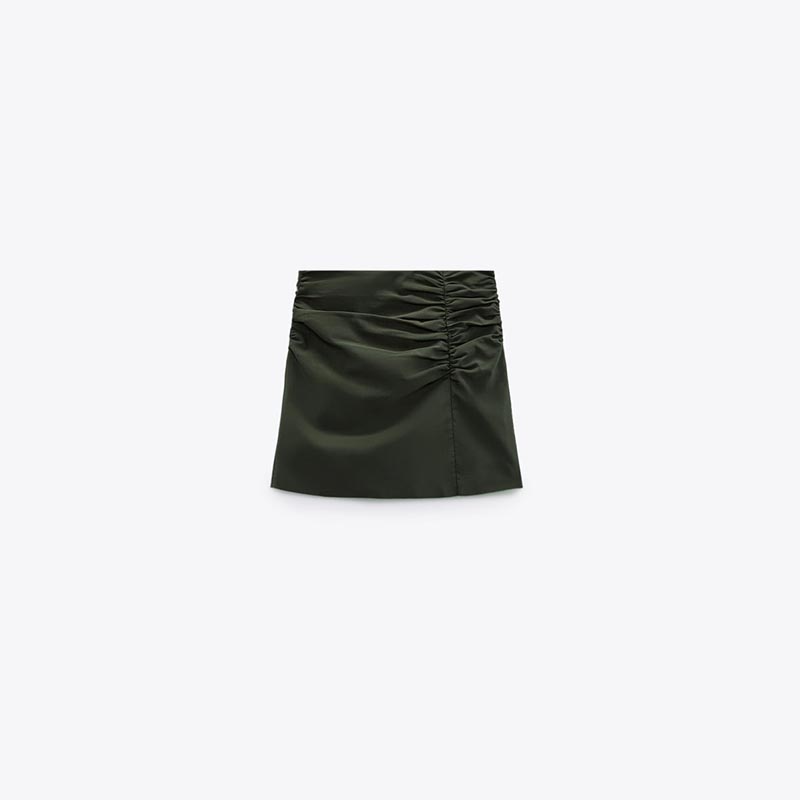 Stretch linen-blend skirt