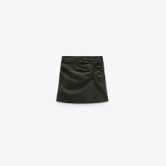 Stretch linen-blend skirt
