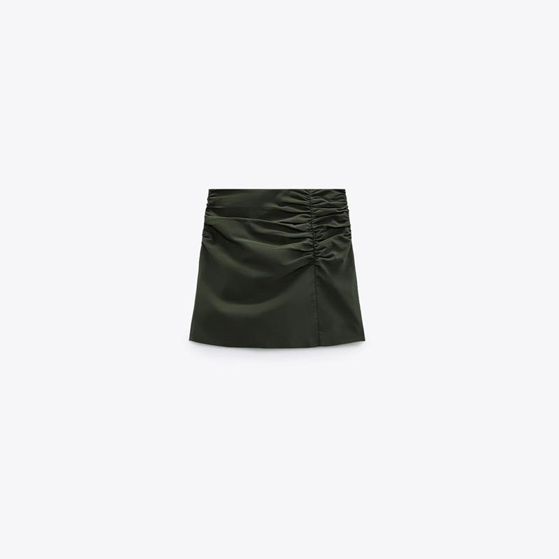 Stretch linen-blend skirt