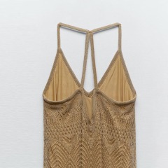 Metallic thread cutout dress