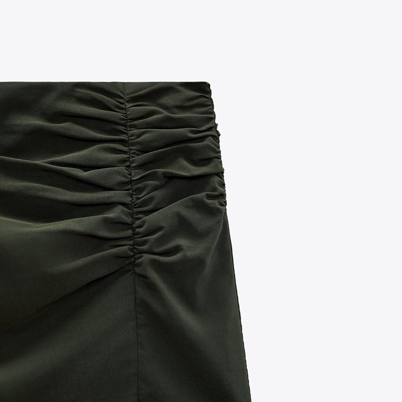 Stretch linen-blend skirt