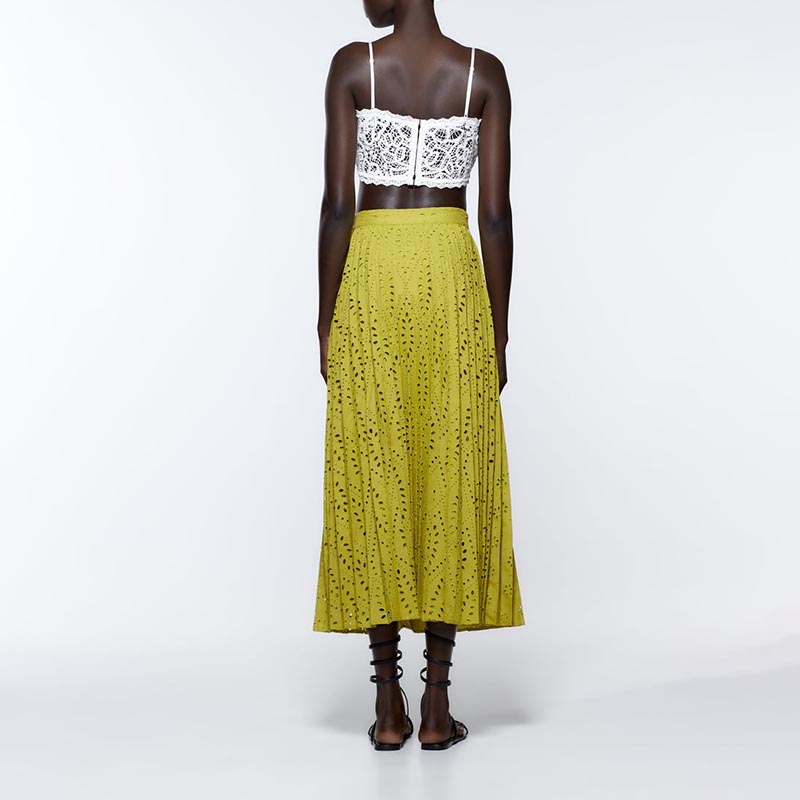 embroidered pleated skirt