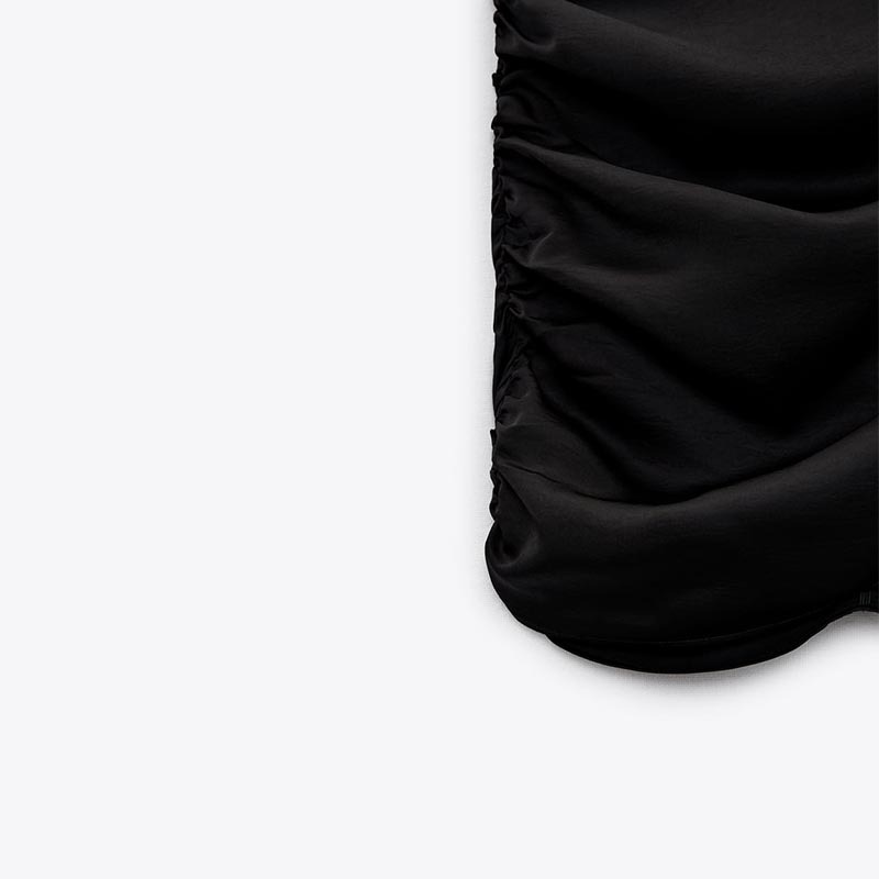 ruched silk-satin skirt