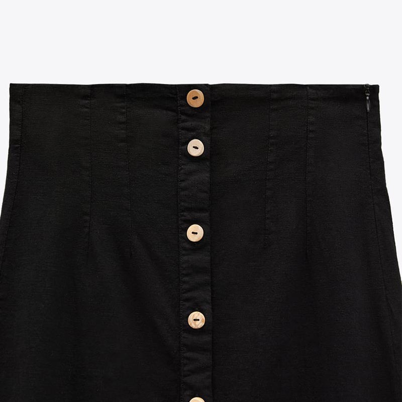Linen-blend straight skirt