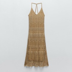 Metallic thread cutout dress