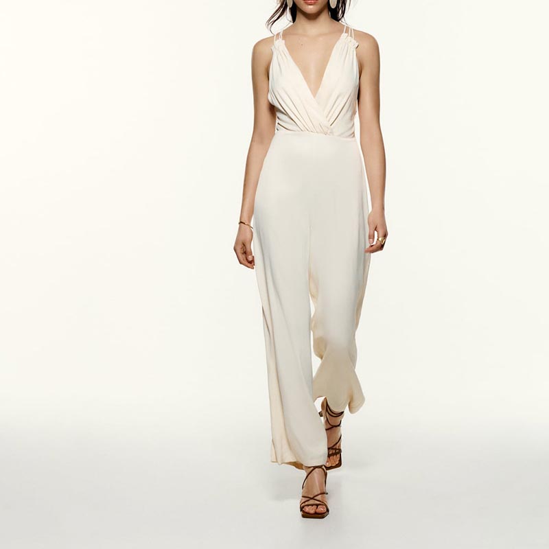 Silk-satin double-breasted jumpsuit