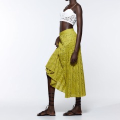 embroidered pleated skirt