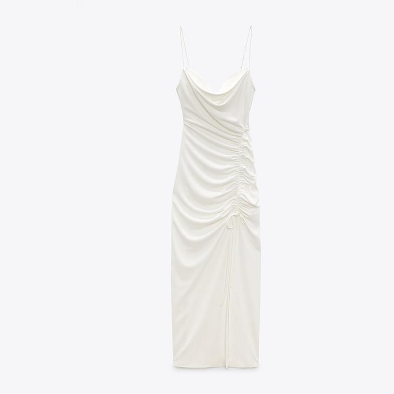 ruched midi dress