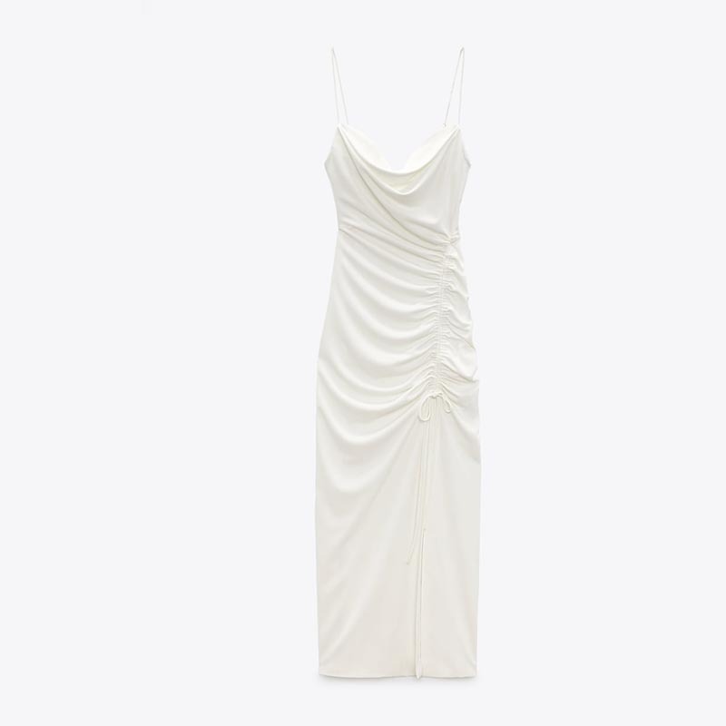 ruched midi dress