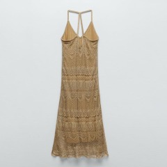 Metallic thread cutout dress